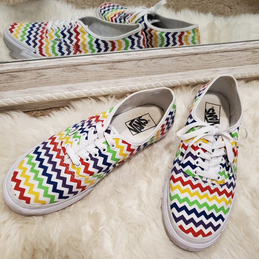 Rainbow Chevron Vans Shoes - M 8.5 / W 10